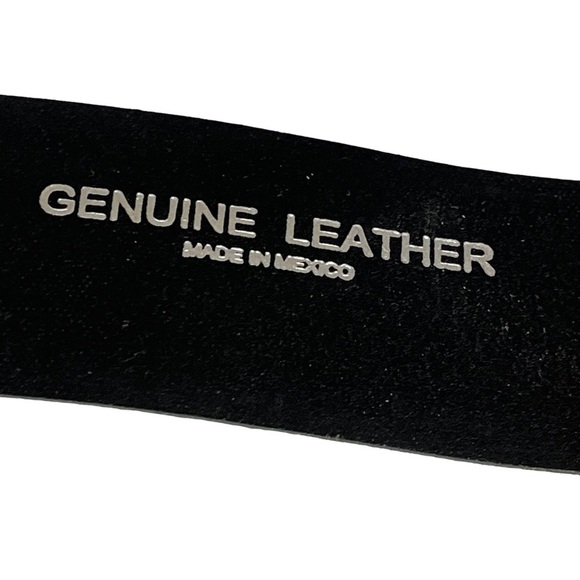 Mens Classic Black Genuine Top Grain Leather Belt Made in Mexico Size 32 - Picture 3 of 6